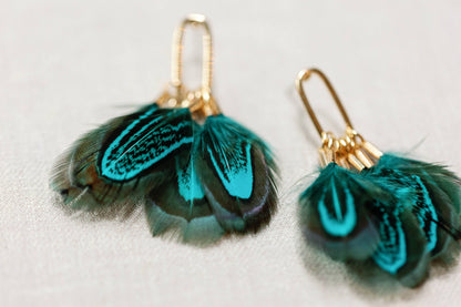Peacock Feather Tassel Earrings