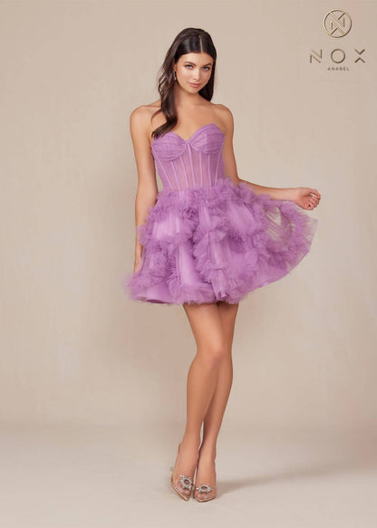 Black Strapless Tulle A-Line Homecoming Dress