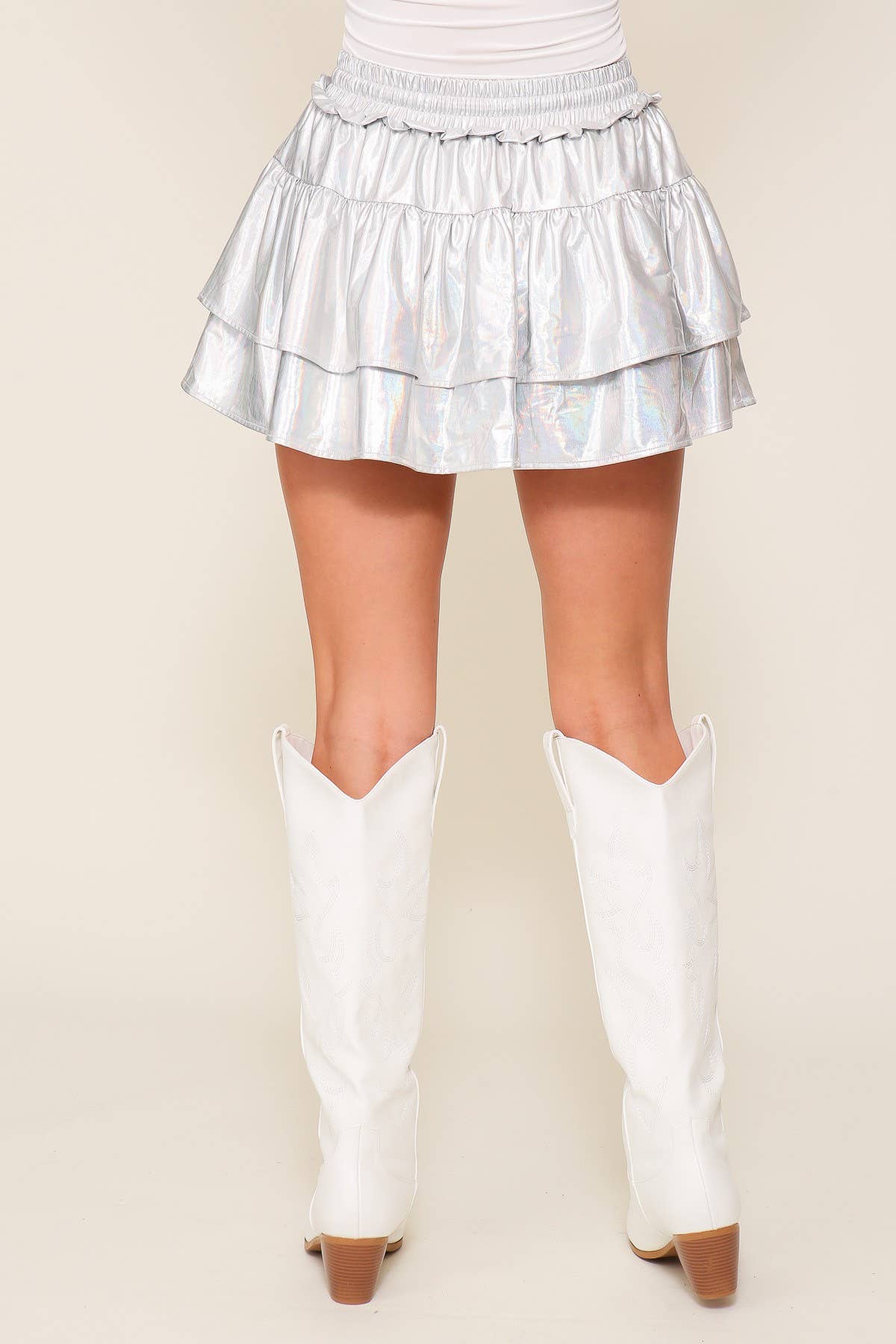 Tiered Foil High Waisted Game Day Skort