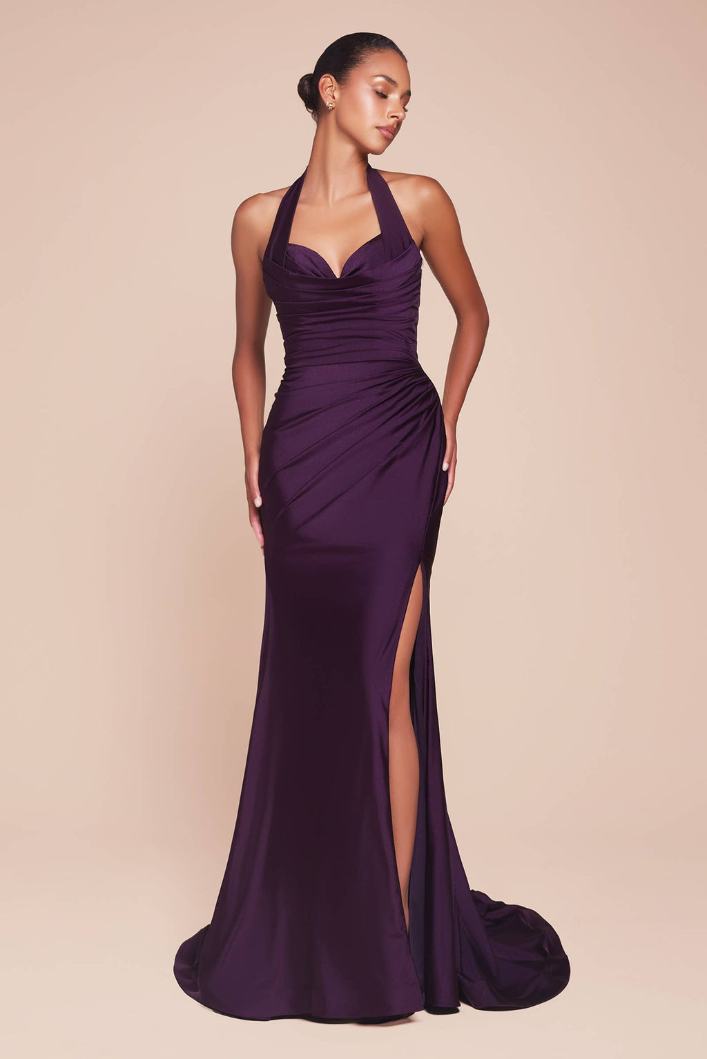 Halter Fitted Jersey Gown