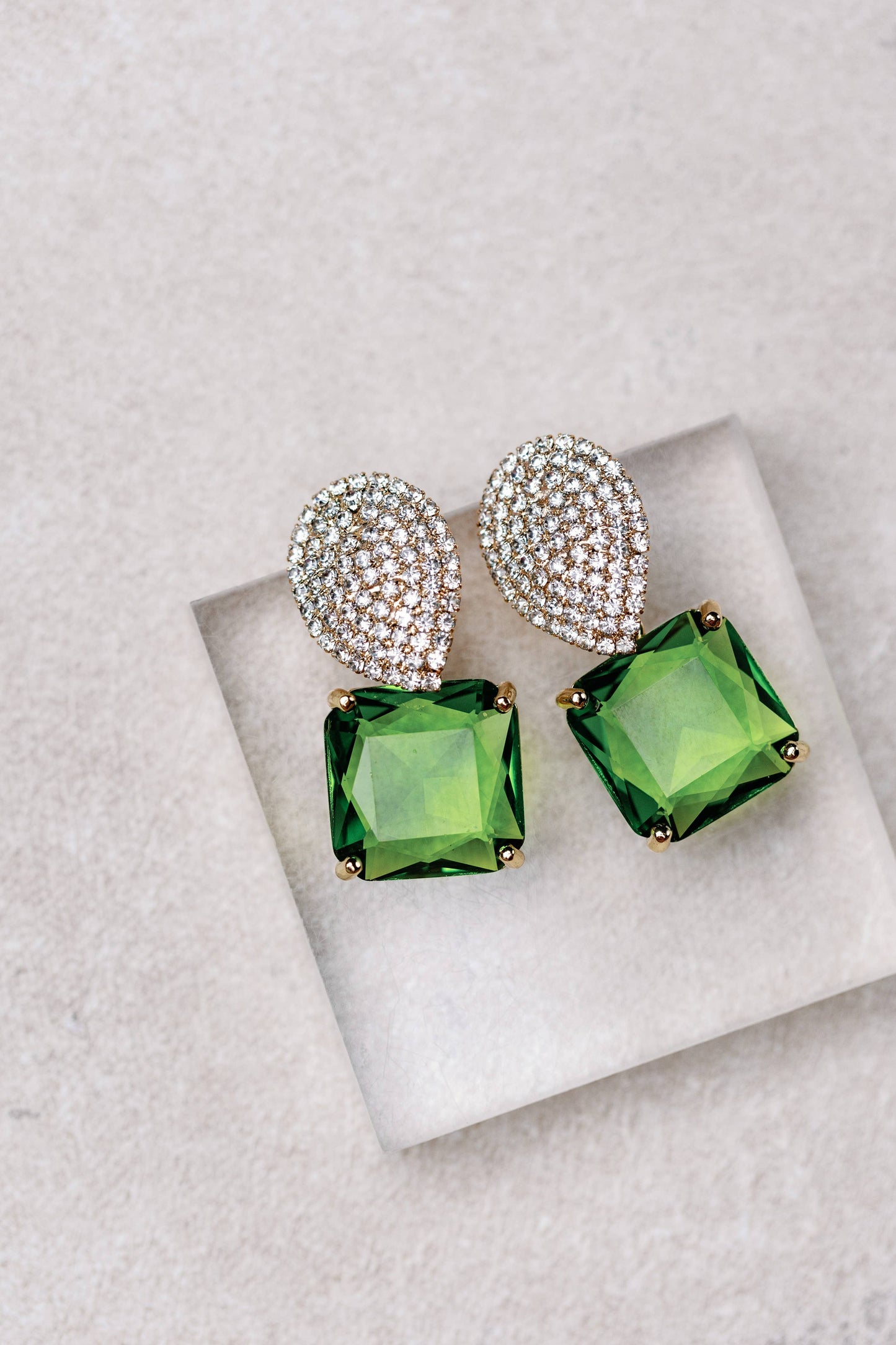 Retro Pave Crystal and Stone Drop Earrings