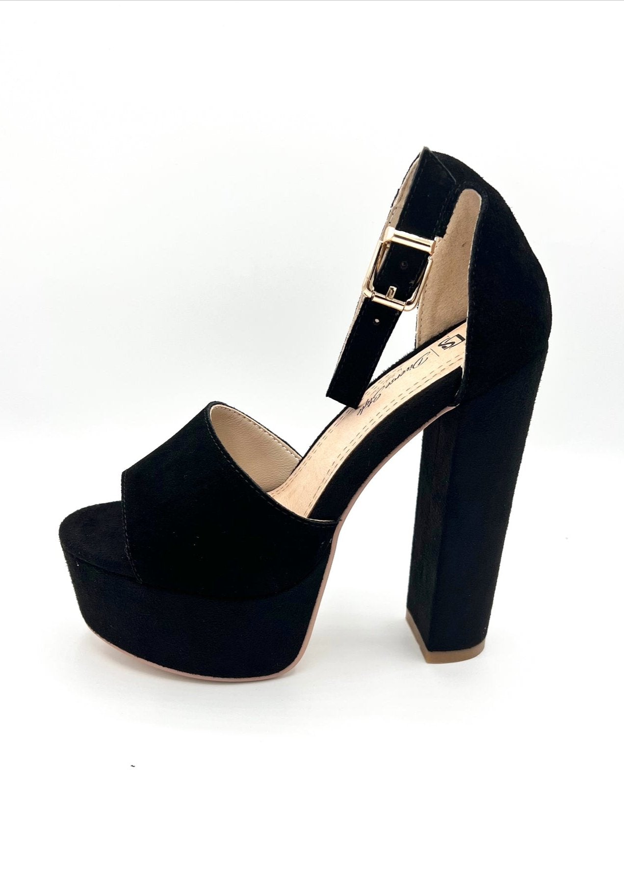 Suede Platform Chunky Heel - Onyx