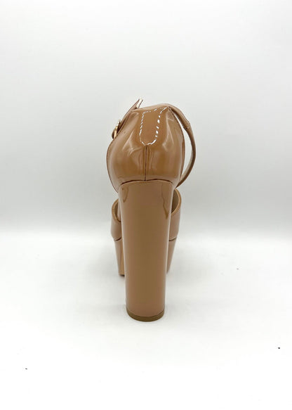 Platform Chunky Patent Heel - Oatmeal