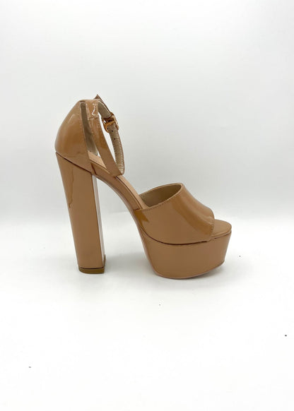 Platform Chunky Patent Heel - Oatmeal