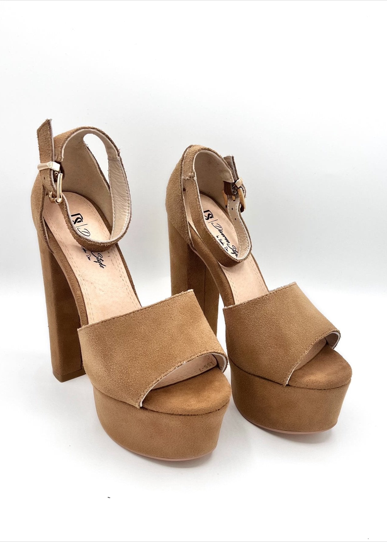 Suede Platform Chunky Heel - Oatmeal