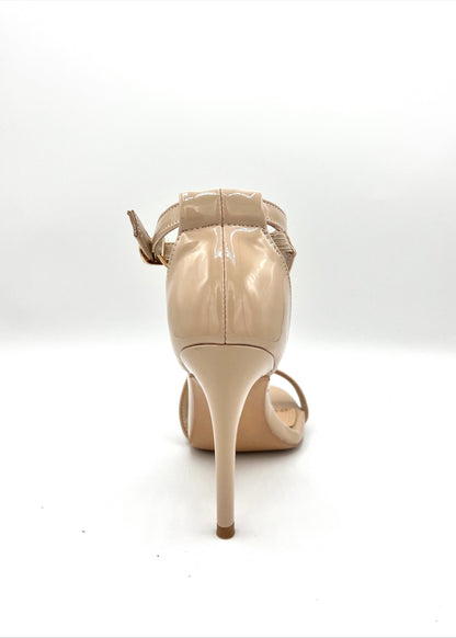 Crossover Ankle Strap Heel - Cashew