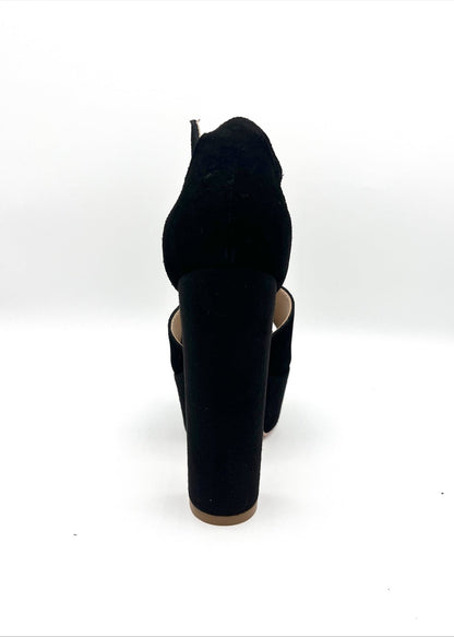 Suede Platform Chunky Heel - Onyx