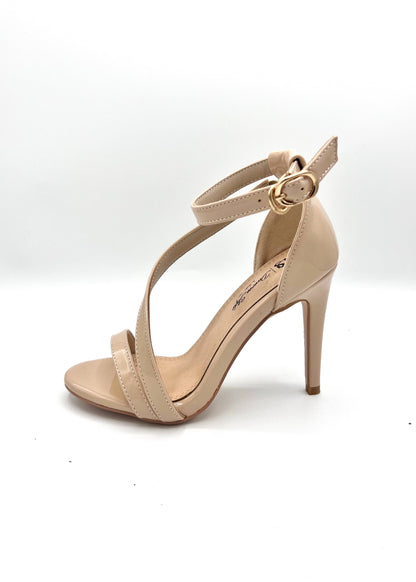 Crossover Ankle Strap Heel - Cashew