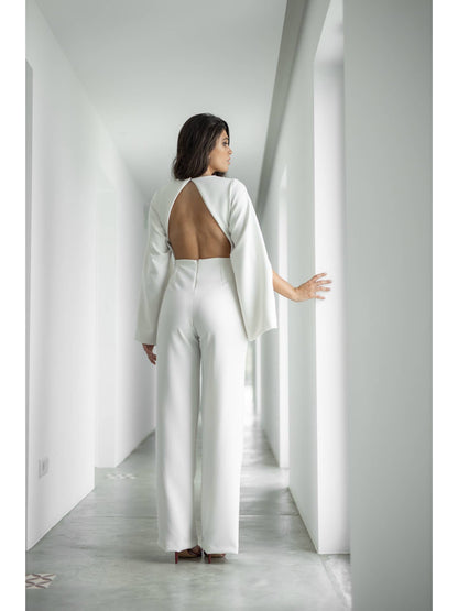 Cape Sleeve Open Back Jumpsuit