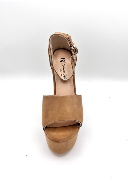 Suede Platform Chunky Heel - Oatmeal