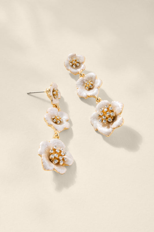 Graduated Enamel Flower Drop Earrings