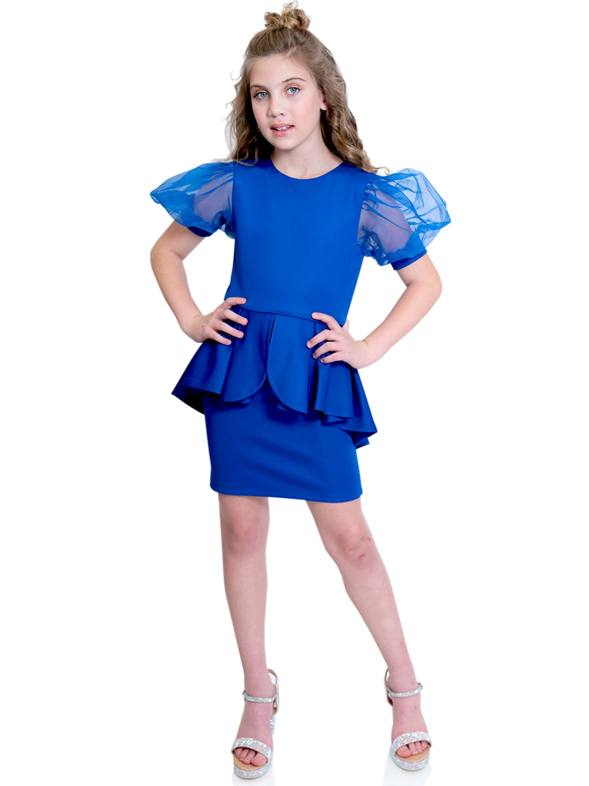 Littles Royal Blue Bubble Sleeve Inter Dress
