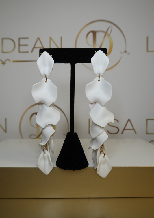 White Petal Drop Earrings