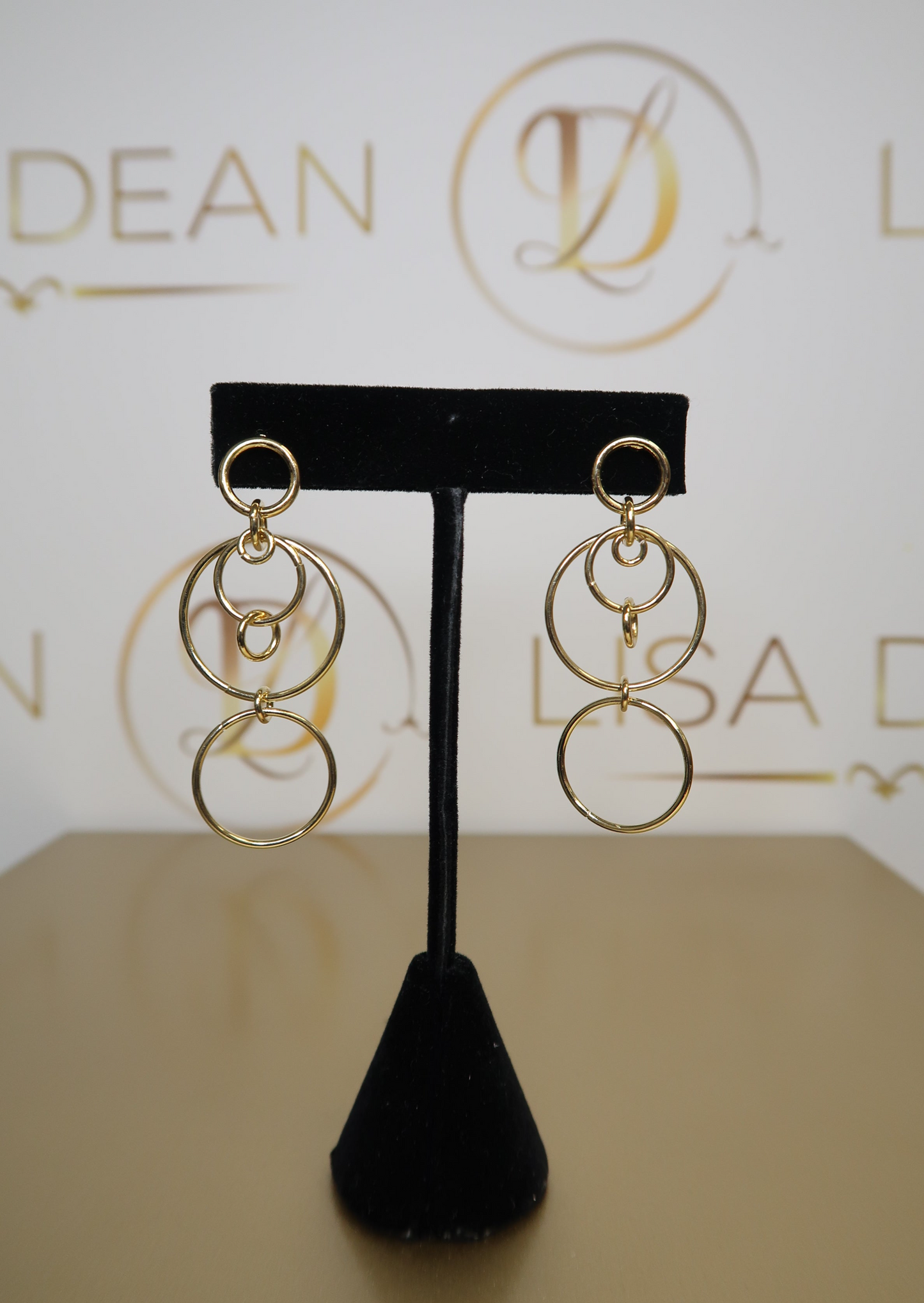 Gold Circle Drop Earrings