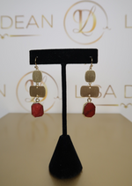 Load image into Gallery viewer, Maroon Stone Drop Earrings
