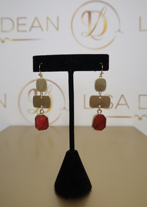 Maroon Stone Drop Earrings