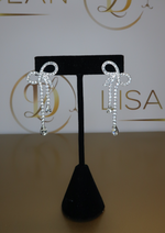 Load image into Gallery viewer, Fringe Rhinstone Bow Earrings
