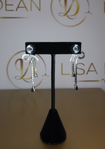 Load image into Gallery viewer, Fringe Rhinstone Bow Earrings
