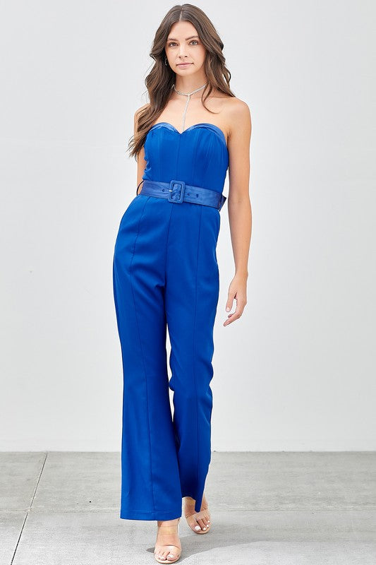 Blue Belted Jumpsuit