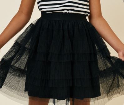 Littles Black Tulle Lace Mini Skirt