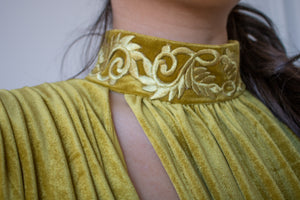 Cutout Long Sleeve Draping Velvet Dress