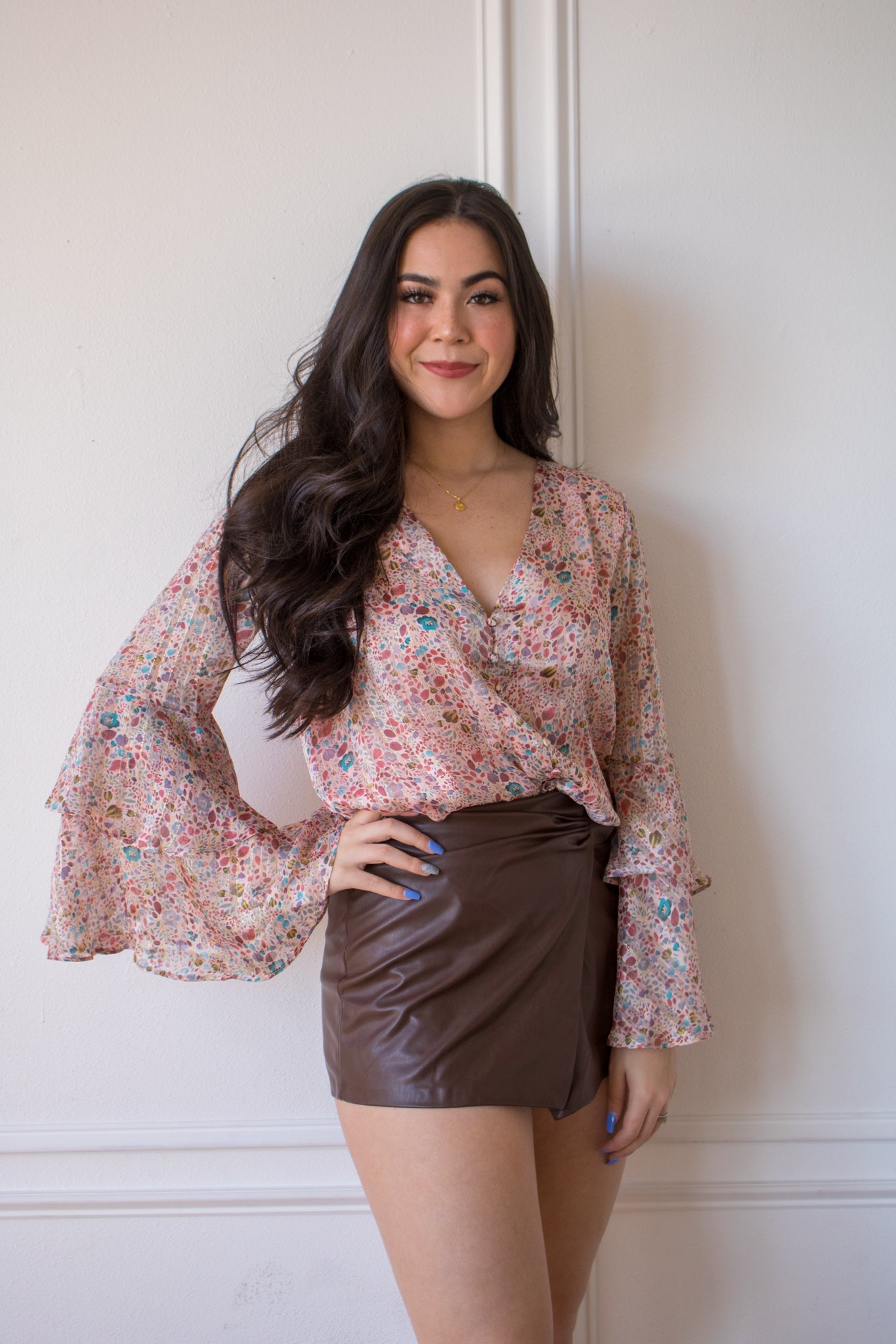 Floral Shine Chiffon Bodysuit