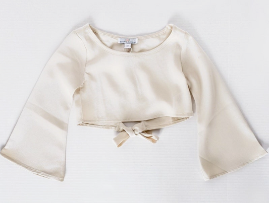 Little's Cream Bell Sleeve Crop Top