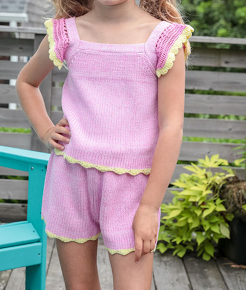 Little's Pink Knit Tank and Short Set