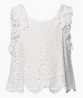 Little's White Eyelet Ruffle Top