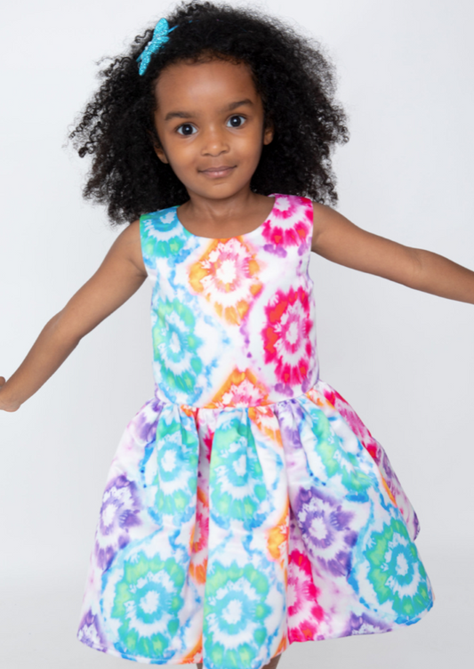 Little's Tie-Dye Satin Party Dress