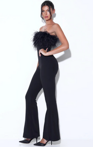 Feather strapless jumpsuit