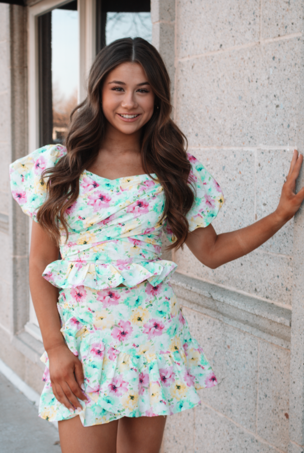 Floral Top and Skirt Set