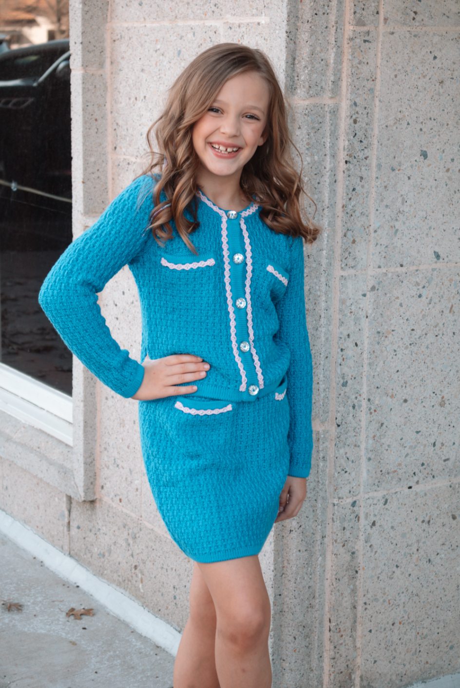 Little's Knit cardigan and skirt set