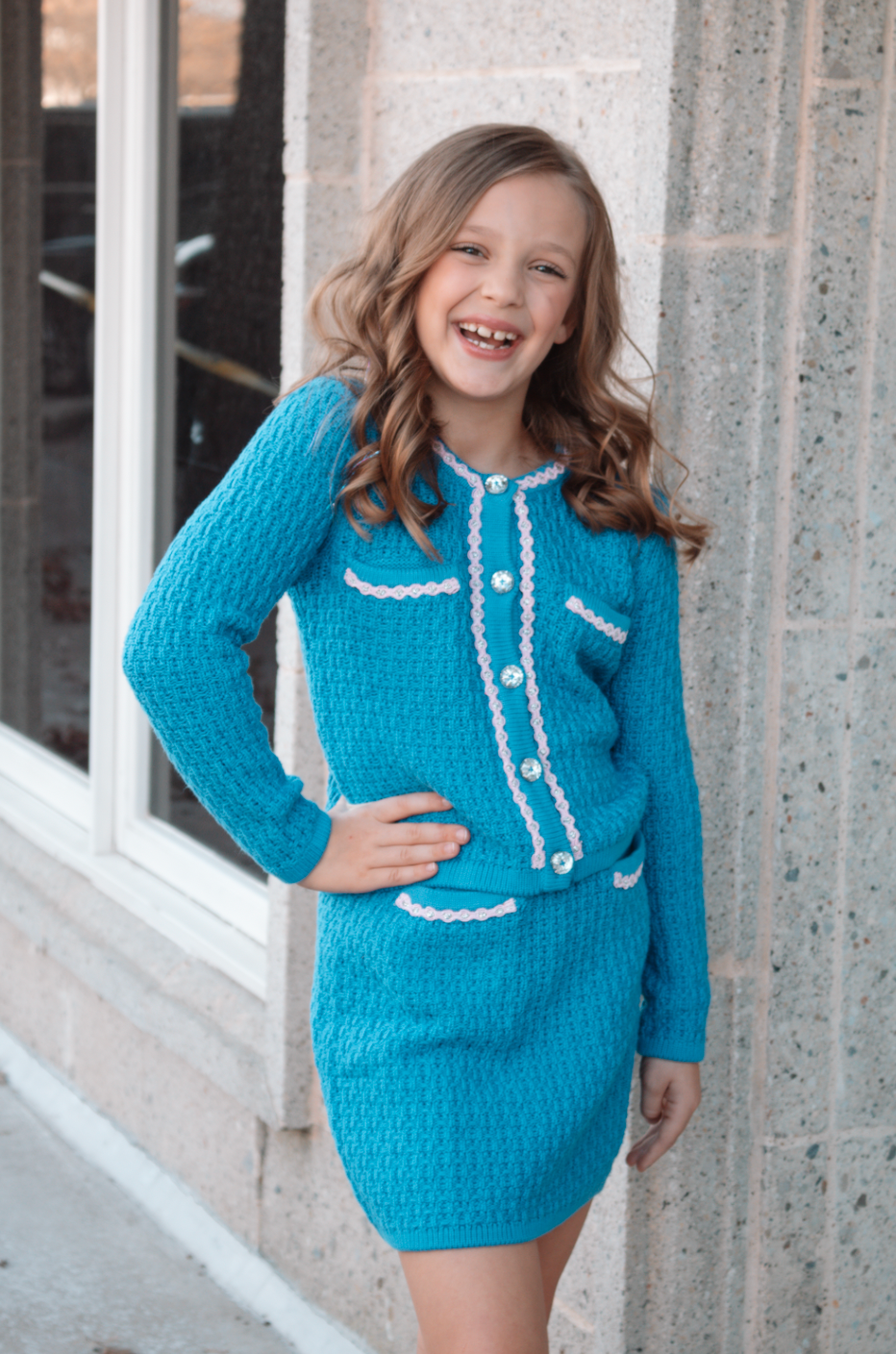 Little's Knit cardigan and skirt set