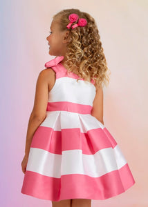 Little's Pretty in Pink One shoulder bow dress